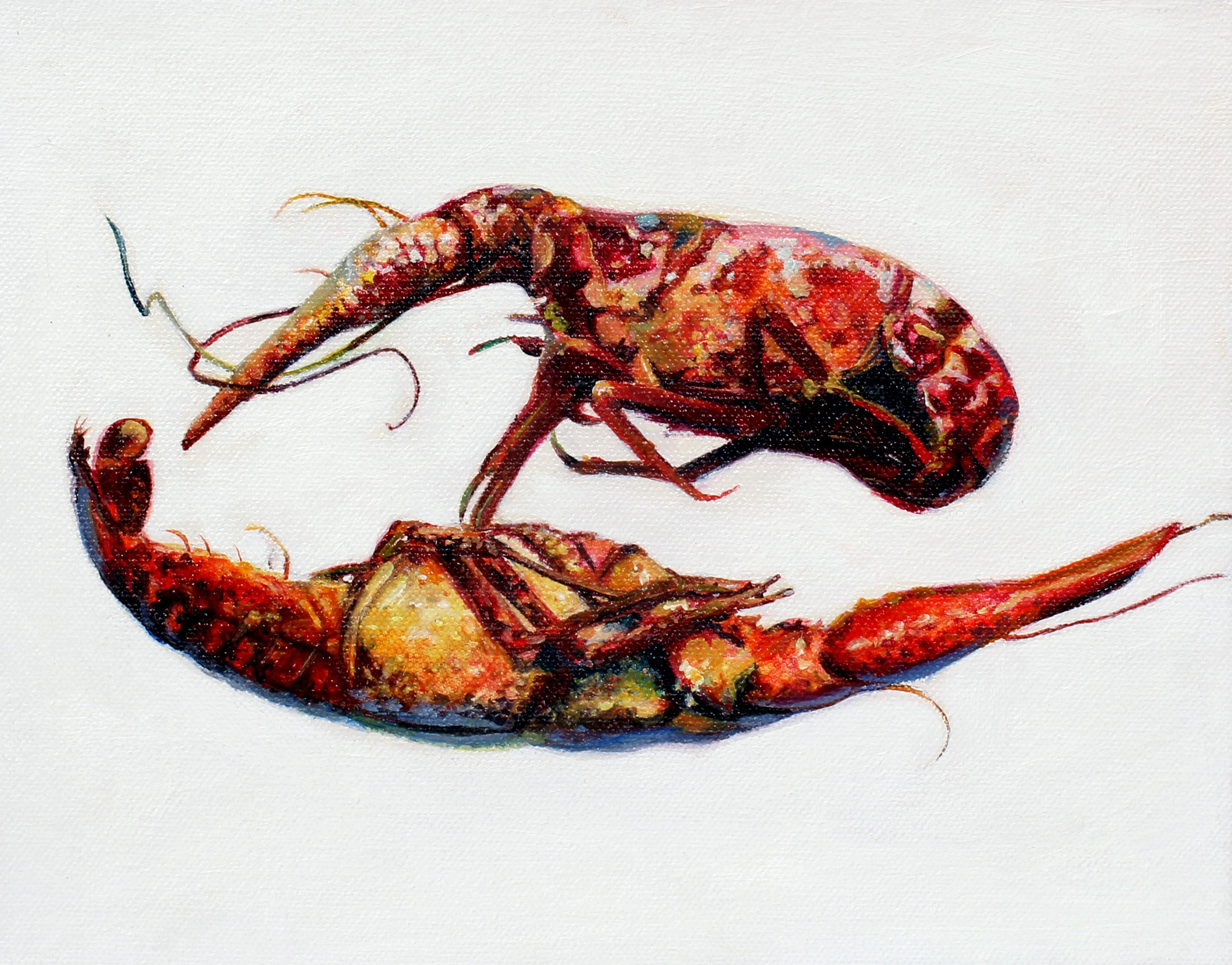 Augustina Droze Still-Life Painting - Hyperrealist Painting Crawfish Contemporary Female Artist China America Animals