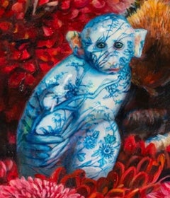 Lost with Monkeys - 21st Century, Oil Painting, Realism, Animal world