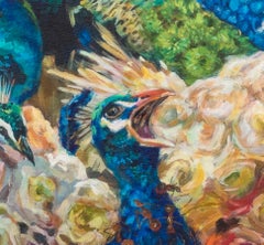 Verloren mit Pfauen - 21. Jahrhundert, Ölgemälde, Realismus, Tierwelt