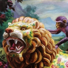 Purple Riders – 21. Jahrhundert, Ölgemälde, Realismus, Tierwelt