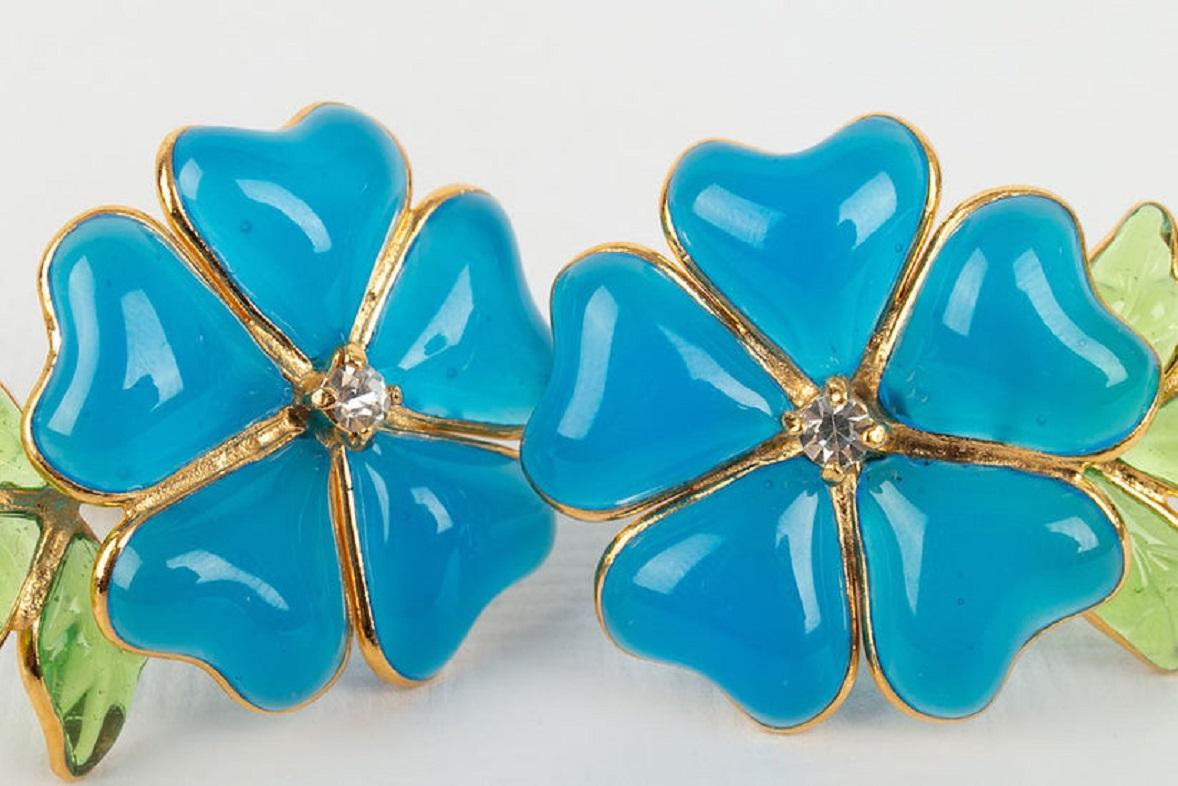 Women's Augustine Blue Glass Paste and Rhinestone Clip Earrings For Sale