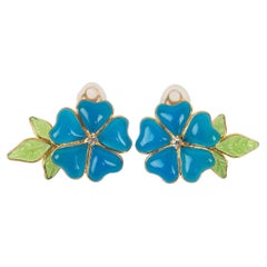 Augustine Blaue Glaspalette und Strass-Ohrclips aus Glas