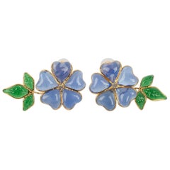 Augustine Blaue Glaspalette und Strass-Ohrclips aus Glas