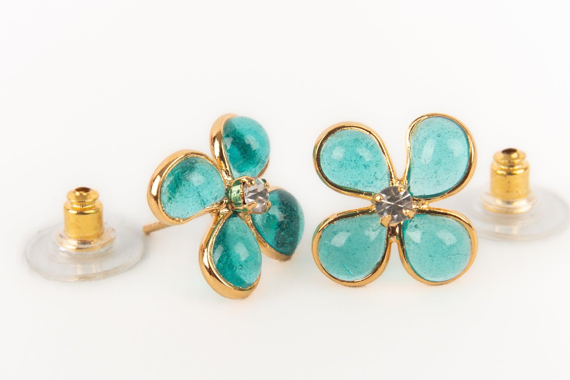 Augustine Blau-Gold-Metall-Ohrringe im Zustand „Hervorragend“ im Angebot in SAINT-OUEN-SUR-SEINE, FR