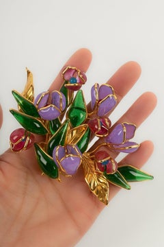 Augustine Brooch in Gilded Metal and Glass Paste