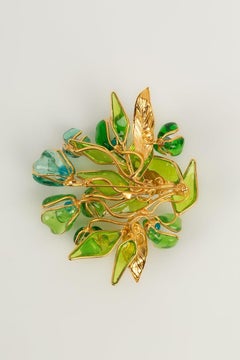 Augustine Brooch in Gilded Metal and Glass Paste