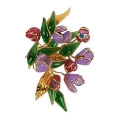 Augustine Brooch in Gilded Metal and Glass Paste