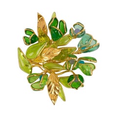 Augustine Brooch in Gilded Metal and Glass Paste