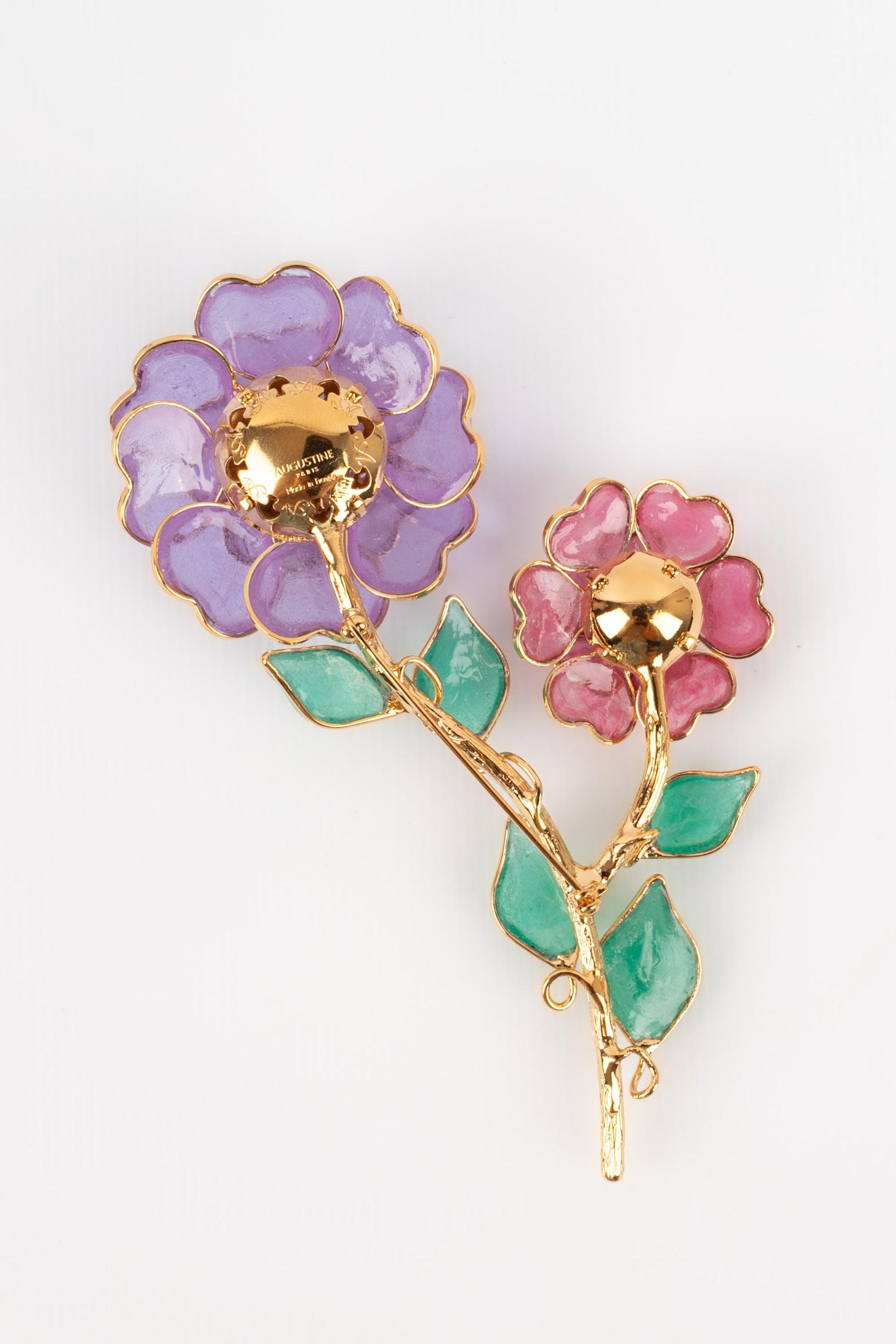 Augustine Brooch with Glass Paste in Pink and Purple Tones In Excellent Condition For Sale In SAINT-OUEN-SUR-SEINE, FR