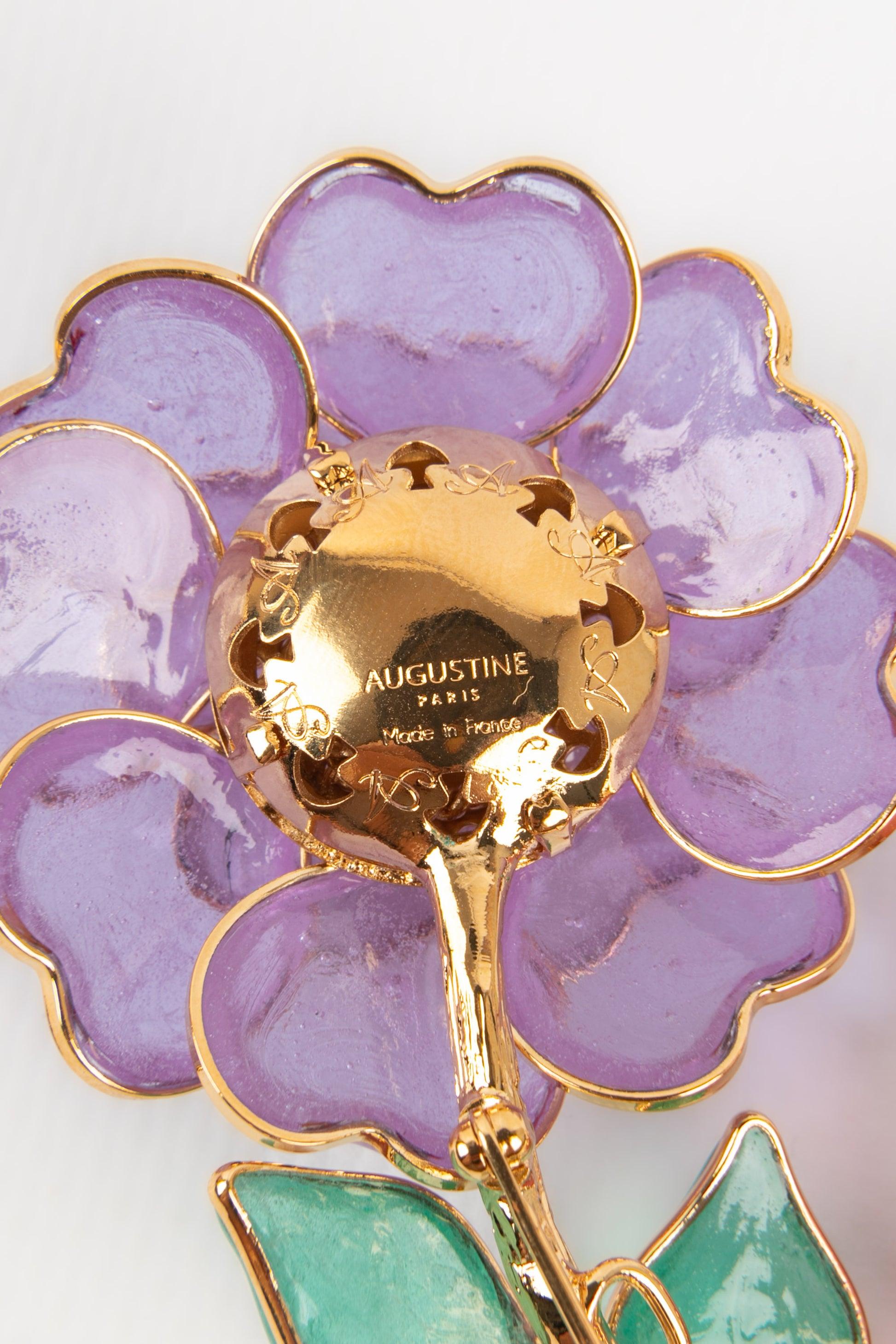 Augustine Brooch with Glass Paste in Pink and Purple Tones For Sale 1