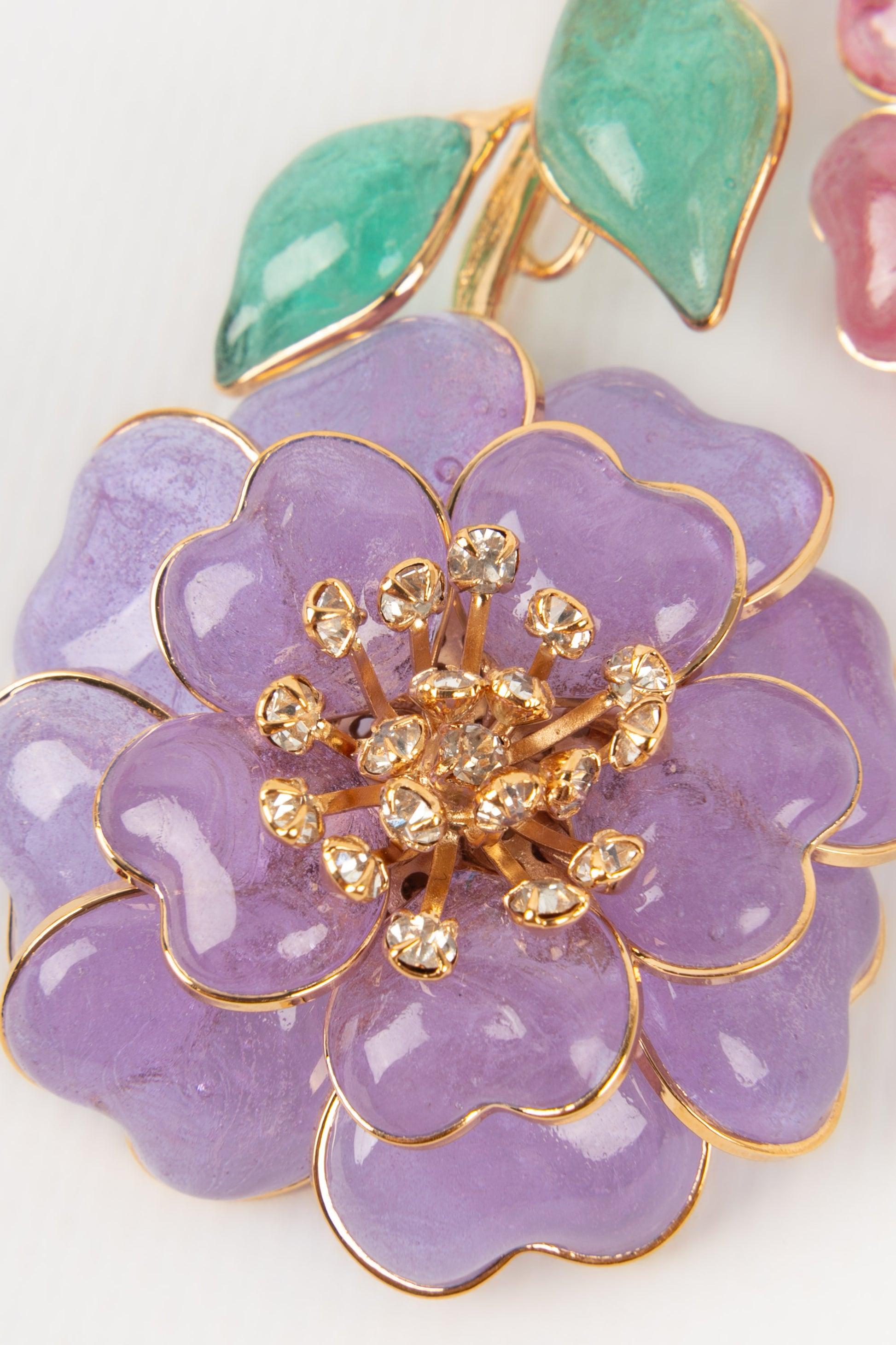 Augustine Brooch with Glass Paste in Pink and Purple Tones For Sale 2