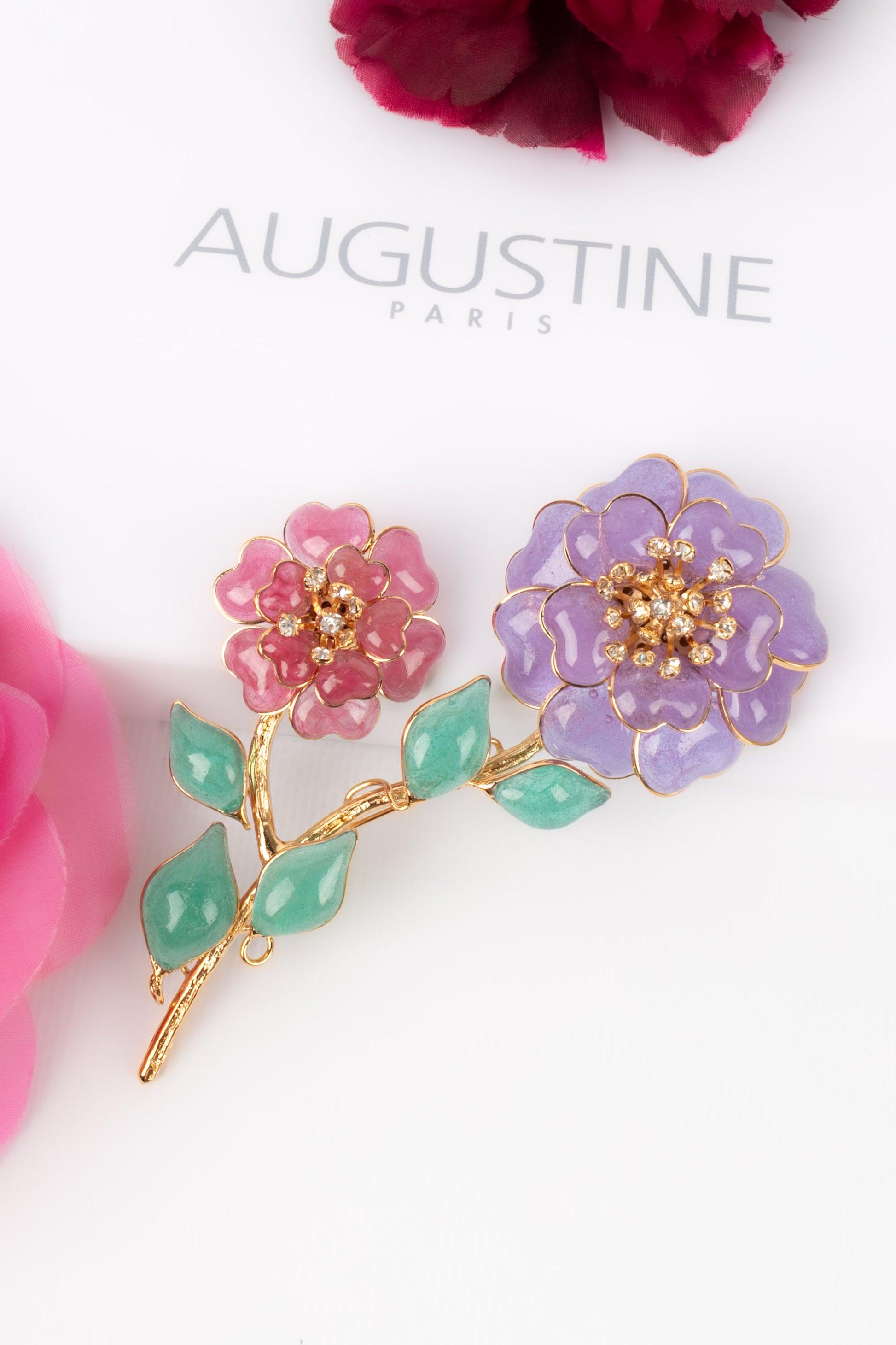 Augustine Brooch with Glass Paste in Pink and Purple Tones For Sale 3