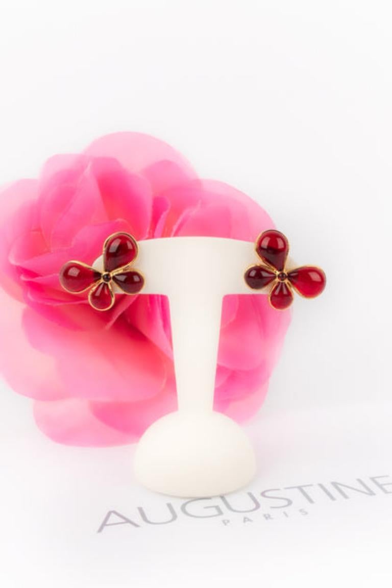 Boucles d'oreilles papillon Augustine avec pâte de verre rouge en vente 2