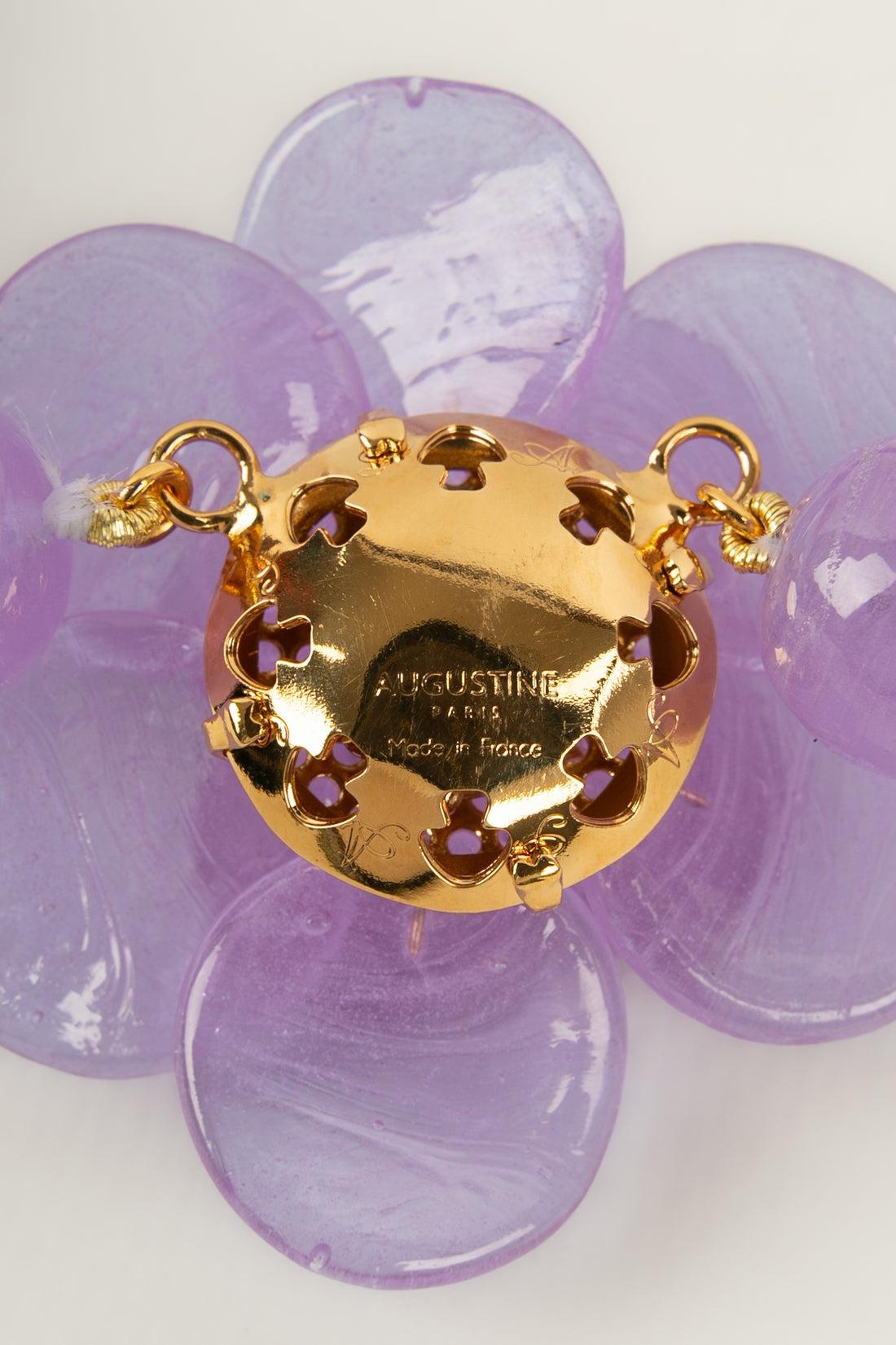 Women's Augustine Camellia Necklace in Purple Glass Paste For Sale