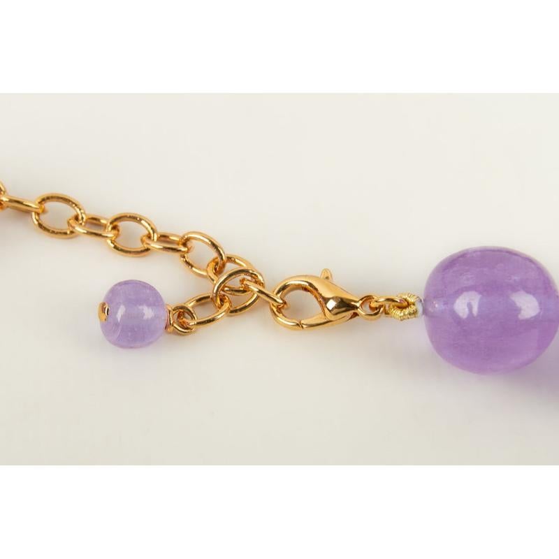 Augustine Camellia Necklace in Purple Glass Paste For Sale 1