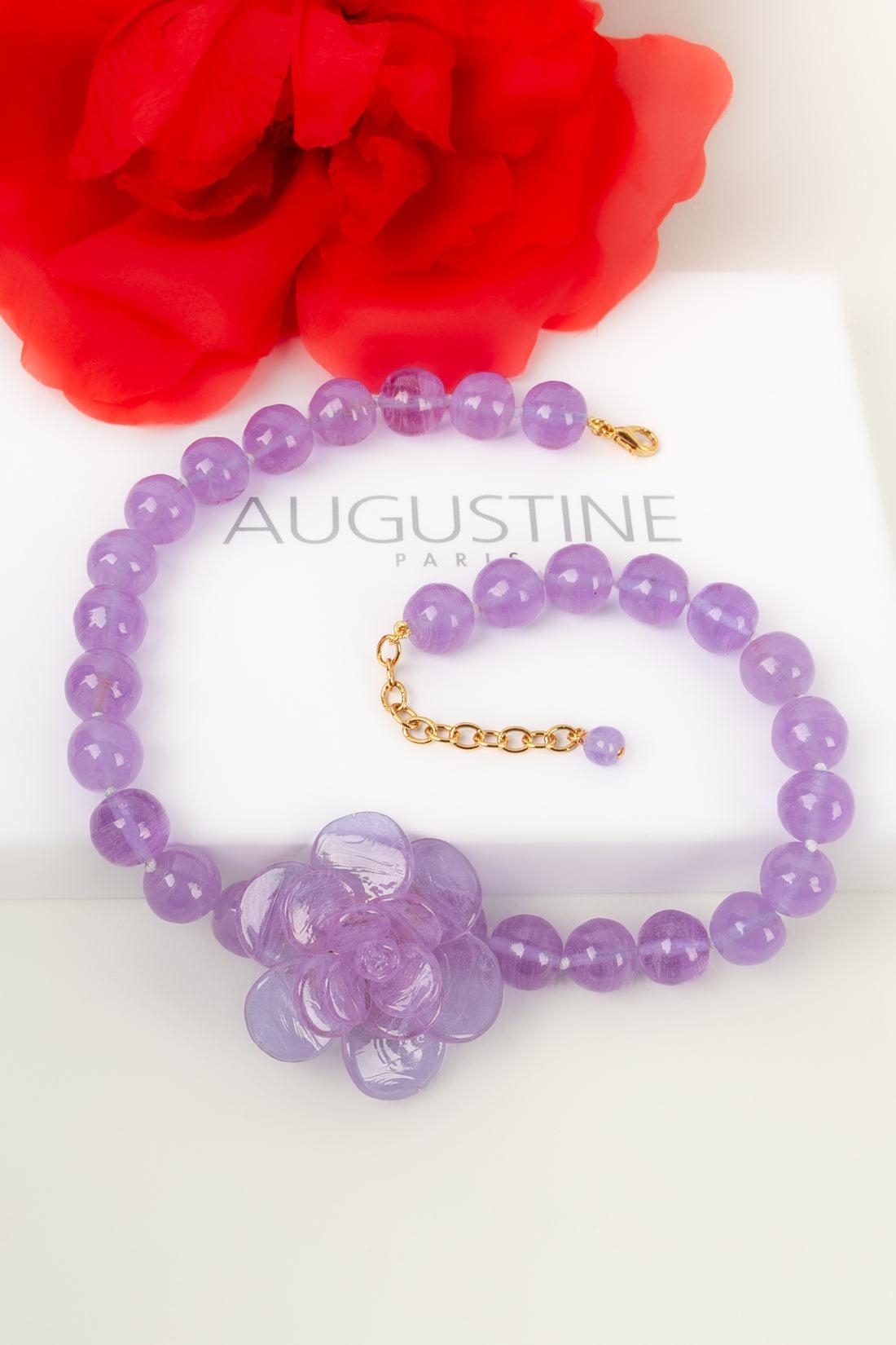 Augustine Camellia Necklace in Purple Glass Paste For Sale 2