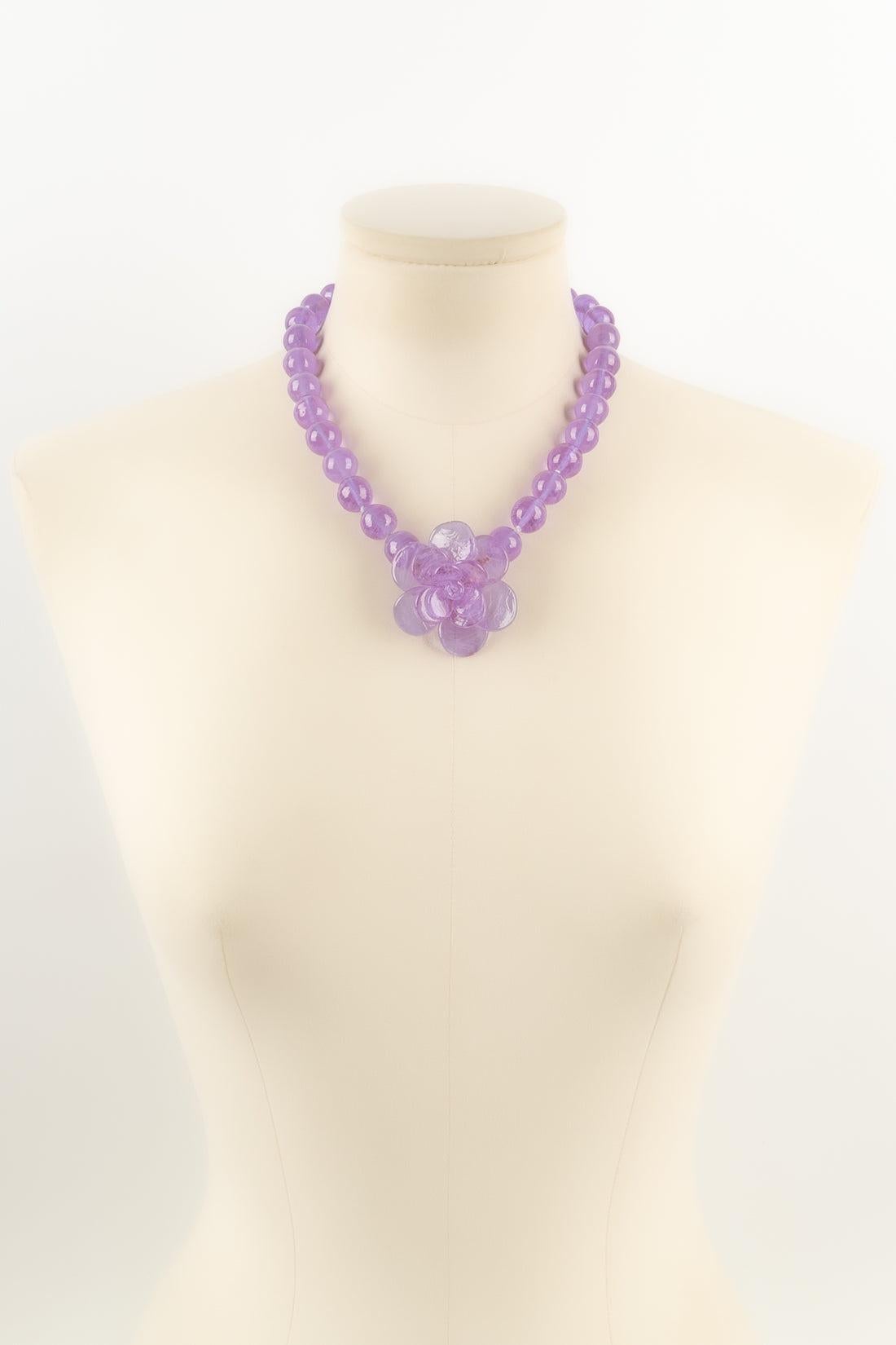 Augustine Camellia Necklace in Purple Glass Paste For Sale 3