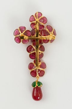 Augustine Cross Brooch With Flowers
