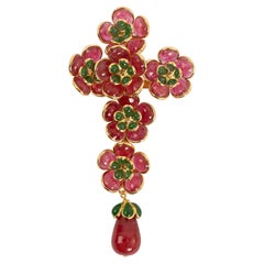 Augustine Cross Brooch With Flowers