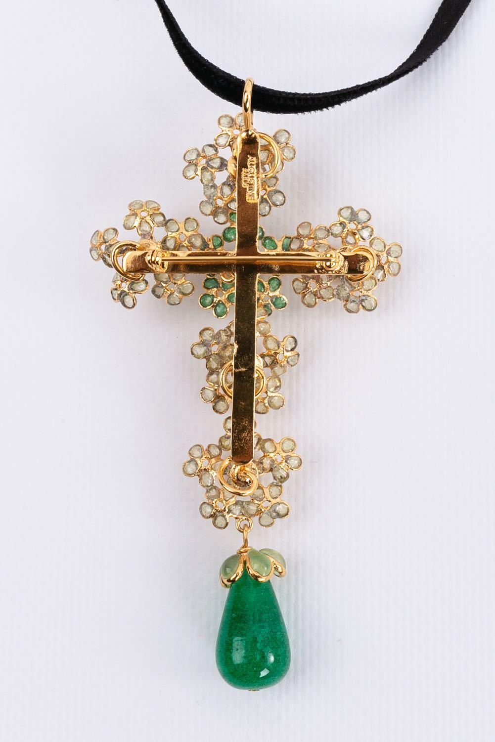 Women's Augustine Cross Necklace in Gold Metal