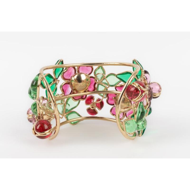 Women's Augustine Cuff Bracelet in Golden Metal and Glass Paste
