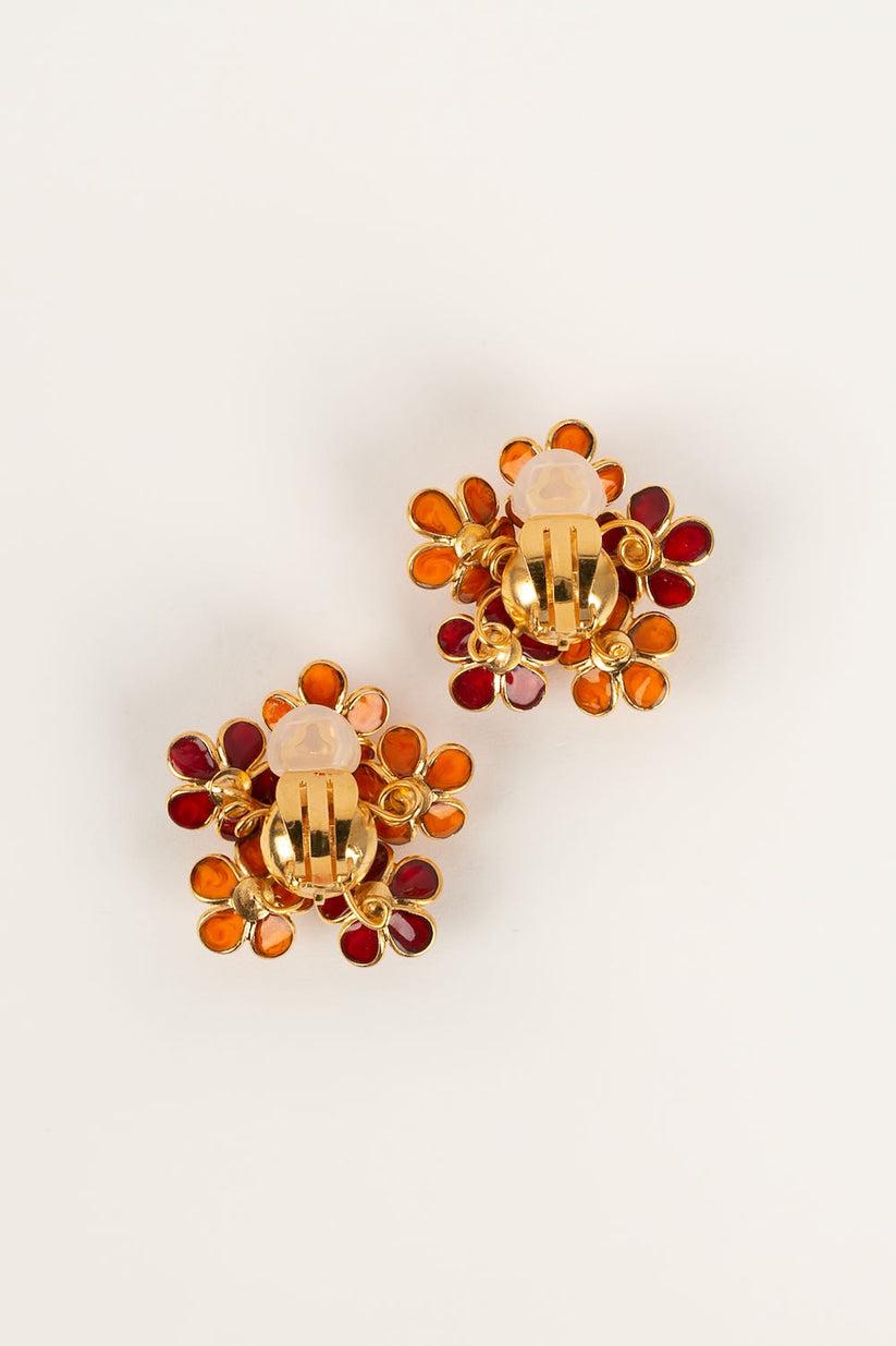 Augustine Earrings in Gold Metal, Glass Paste and Rhinestone In Excellent Condition For Sale In SAINT-OUEN-SUR-SEINE, FR
