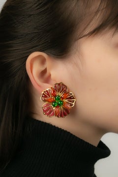Augustine Earrings in Golden Metal and Glass Paste