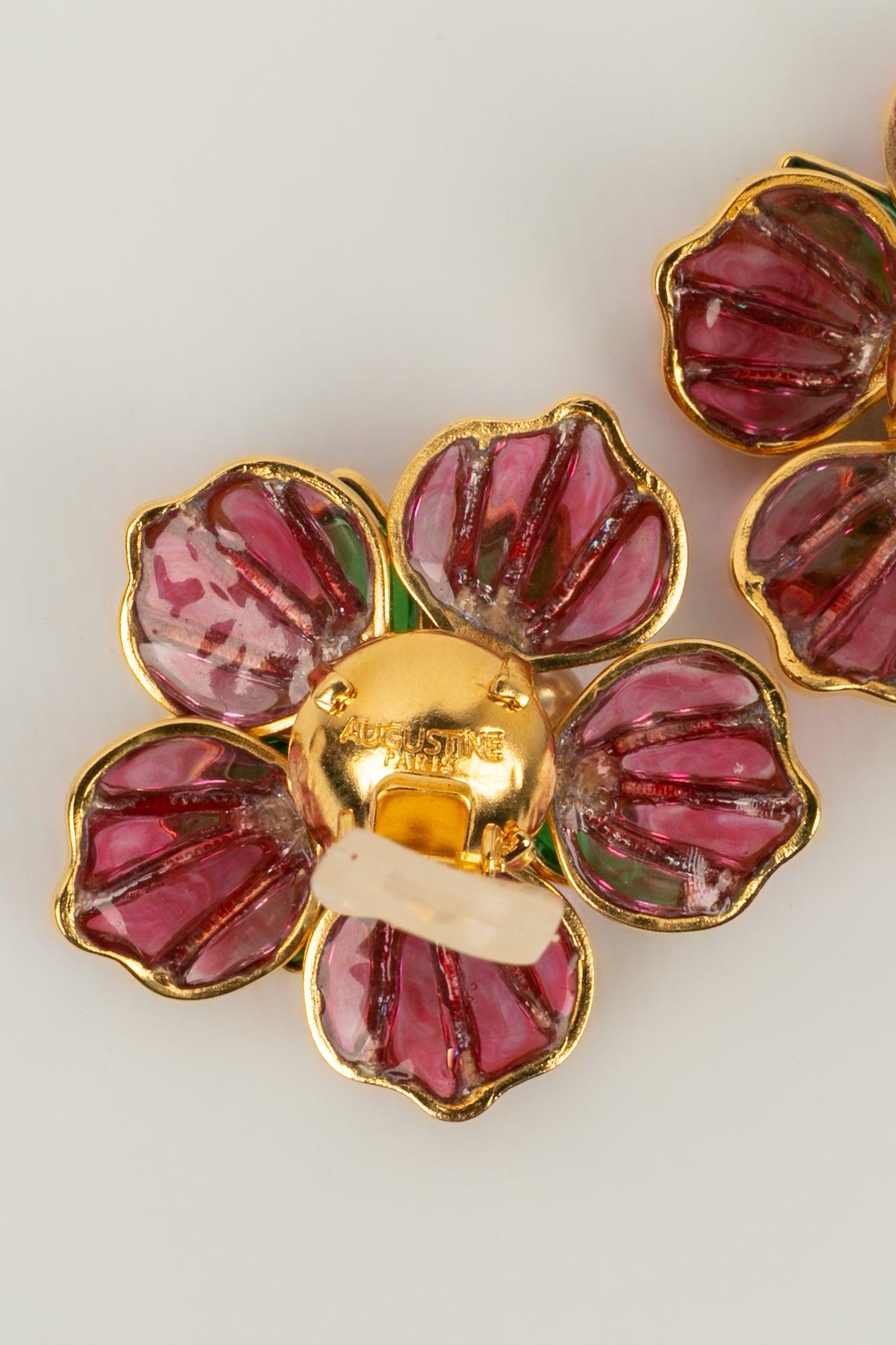 Boucles d'oreilles Augustine en métal doré et pâte de verre en vente 3