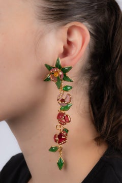 Augustine Earrings with Glass Paste in Pink Tones