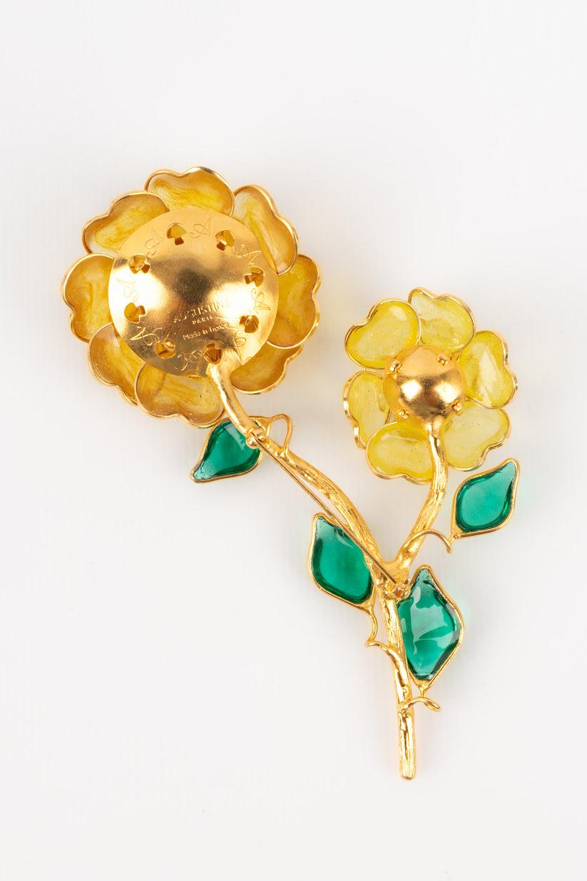 Augustine - (Made in France) Golden metal brooch with glass paste in yellow tones.

Additional information:
Condition: Very good condition
Dimensions: Height: 11 cm

Seller Reference: BR187