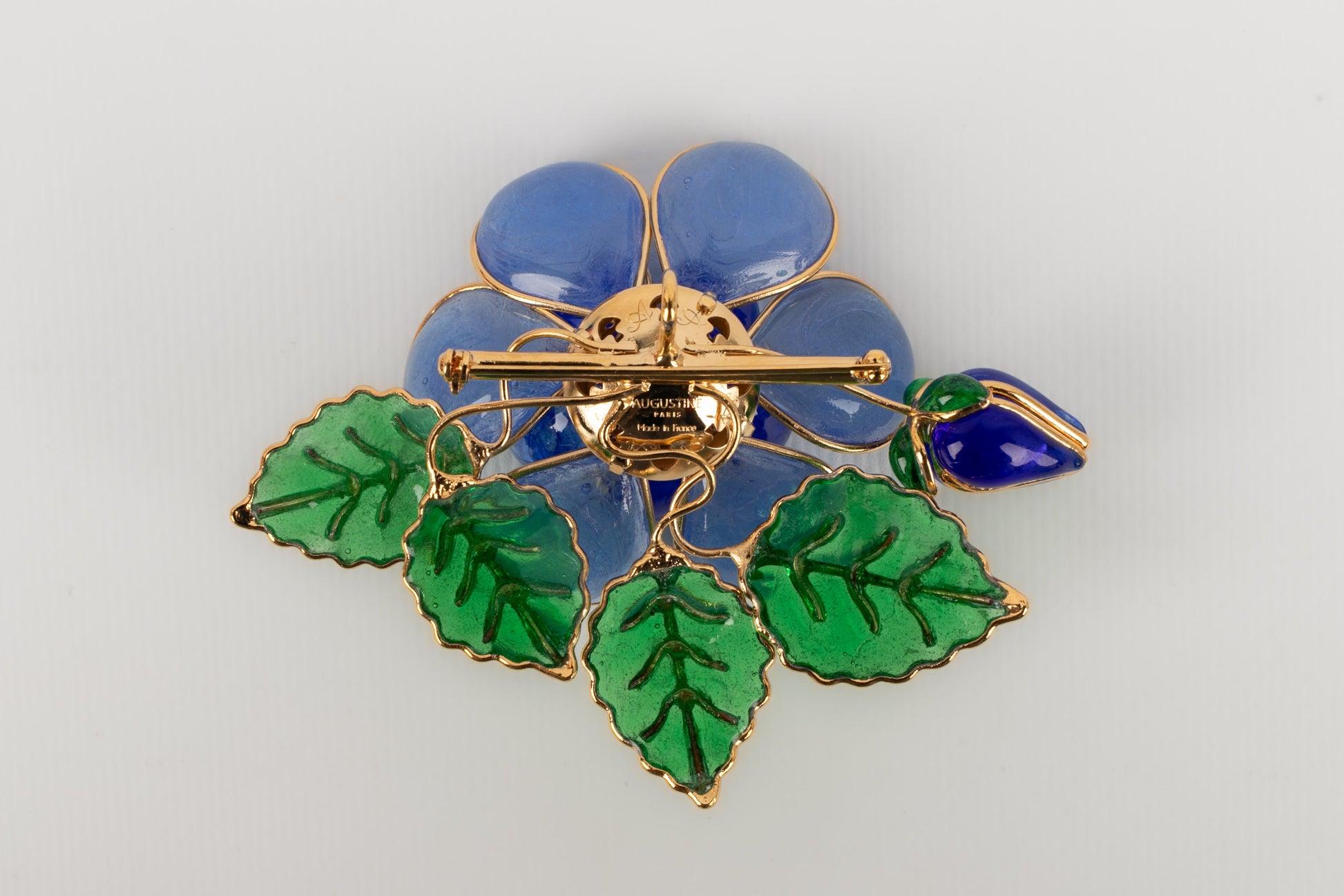 Augustine - (Made in France) Golden metal and glass paste brooch/pendant representing a flower.

Additional information:
Condition: Very good condition
Dimensions: 9.5 cm x 8 cm

Seller Reference: BR166
