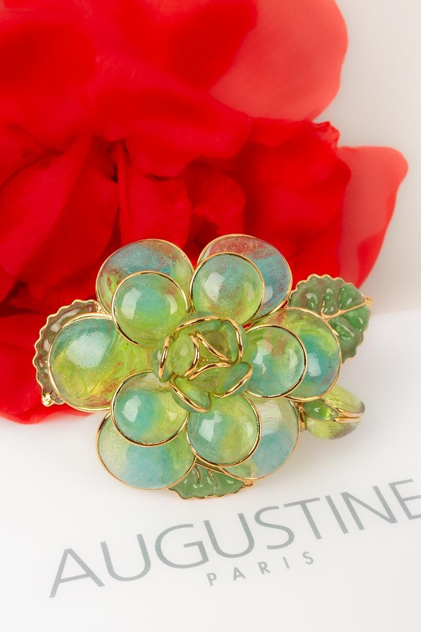 Augustine Flower Brooch / Pendant in Green Tones 3