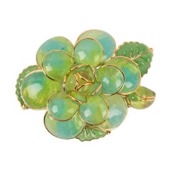 Augustine Flower Brooch / Pendant in Green Tones
