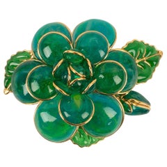 Augustine Flower Brooch / Pendant in Green Tones