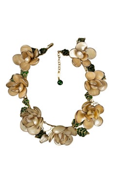 Augustine Flower Necklace in Gilded Metal