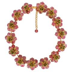Augustine Collier de fleurs en pâte de verre et métal doré