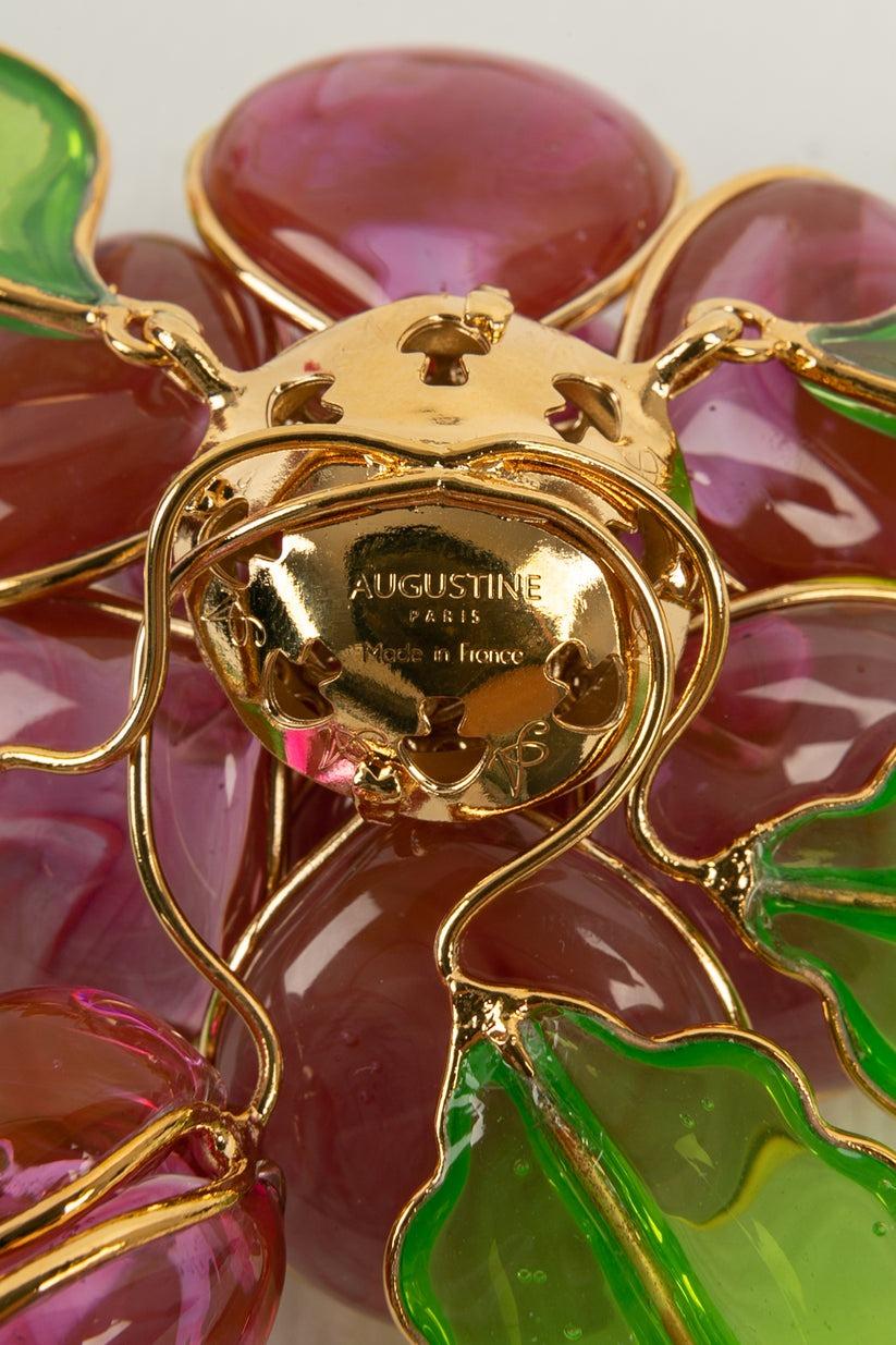 Augustine Flower Necklace in Gold Metal and Glass Paste 2
