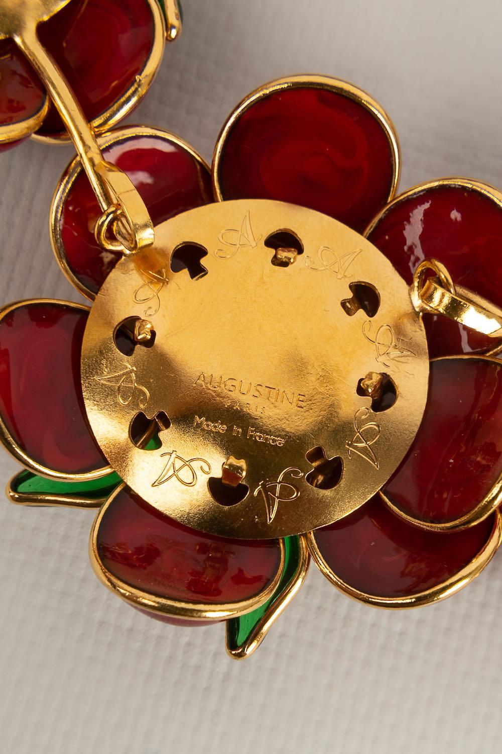Augustine Flower Necklace of Glass Paste and Gold Metal For Sale 3