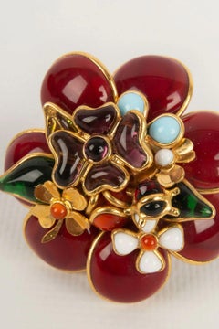 Augustine Flower Ring in Gilt Metal and Glass Paste Ring