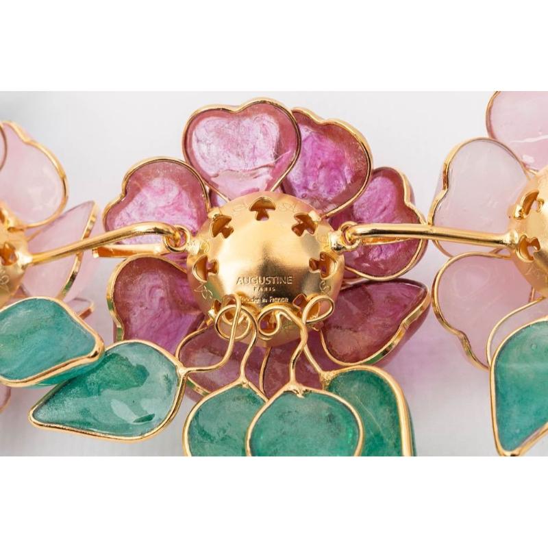 Augustine Flower-Shaped Gilded Metal Choker Necklace 2