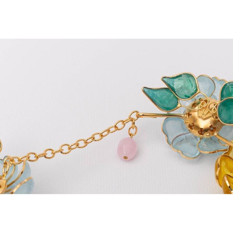 Augustine Flower-Shaped Gilded Metal Choker Necklace 3
