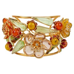 Augustine Flowers Gold Metal Cuff Bracelet