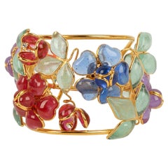 Augustine Flowers Gold Metal Cuff Bracelet