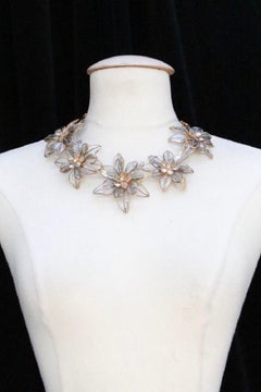 Augustine Gilded Metal Choker with Glass Paste Flowers