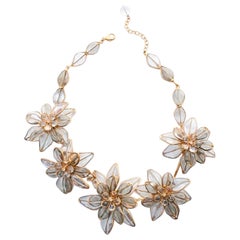 Augustine Gilded Metal Choker with Glass Paste Flowers