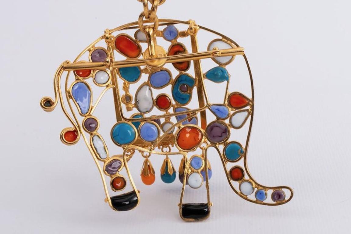 Augustine Gilded Metal Elephant Necklace For Sale 1