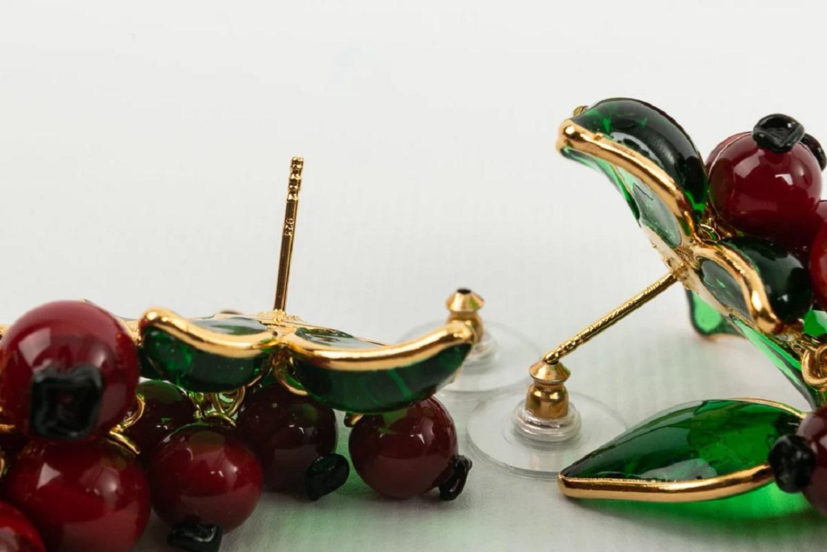 Augustine Gilded Metal & Glass Paste Gooseberries Earrings For Sale 1