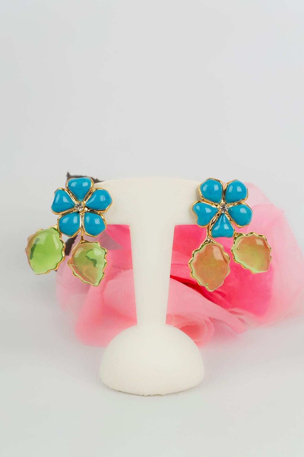 Augustine Glass Paste and Rhinestones Earrings For Sale 2