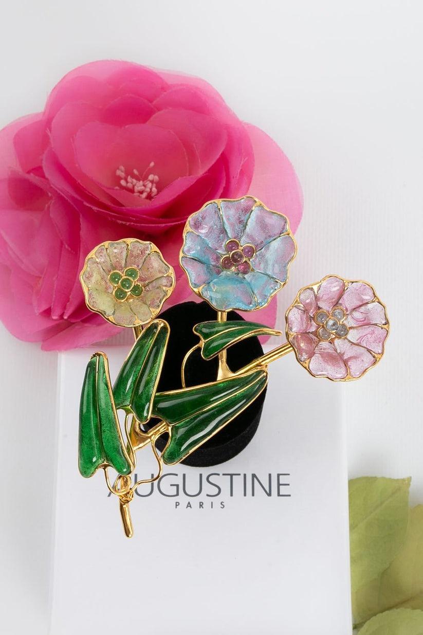 Augustine Glass Paste Flower Brooch For Sale 8