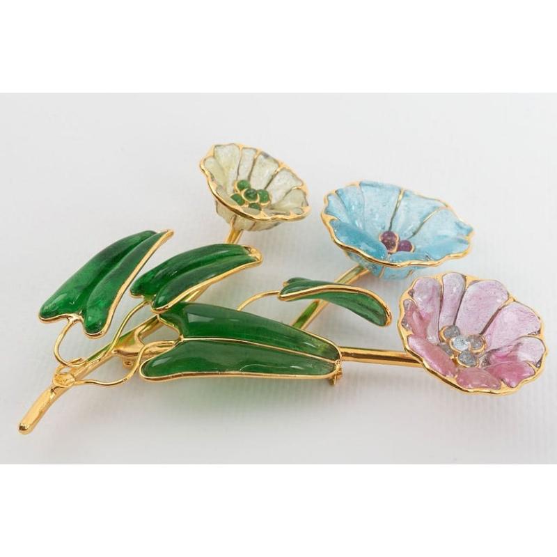 Women's Augustine Glass Paste Flower Brooch For Sale